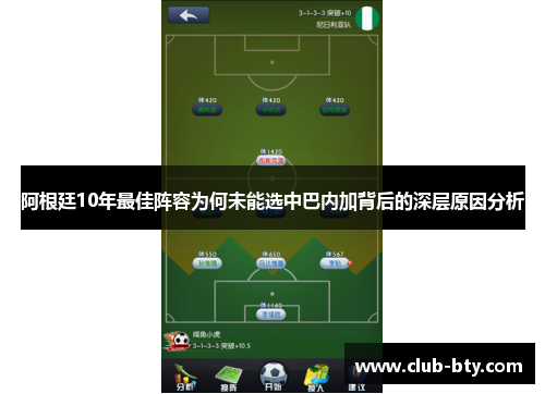 阿根廷10年最佳阵容为何未能选中巴内加背后的深层原因分析